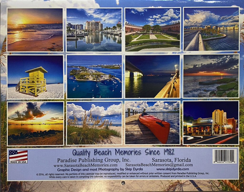 Calendar Back Cover Sarasota
