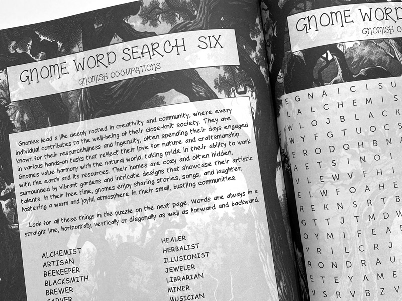 Page detail from the book Gnome Lovers Activity Book